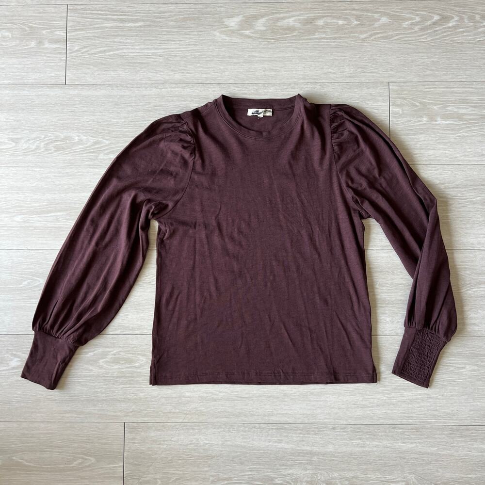 Madewell Smocked Long Sleeve Top in Soft Slub Womens Medium